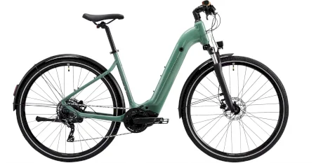 Rockrider Electric Hybrid Bike With Central Motor And Low Frame E Actv 500 Green 2024